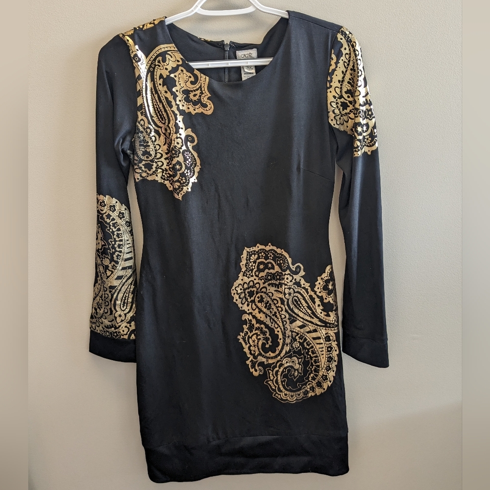 Cache Vintage Women's Gold/Black Cocktail Dress size 4